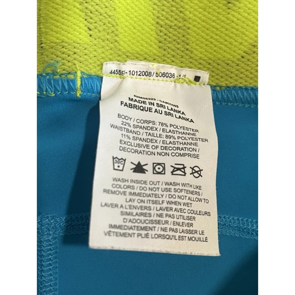 Nike Compression Shorts Womens XL 3" Inseam Blue Yellow Mid Rise Activewear Gym - Image 4