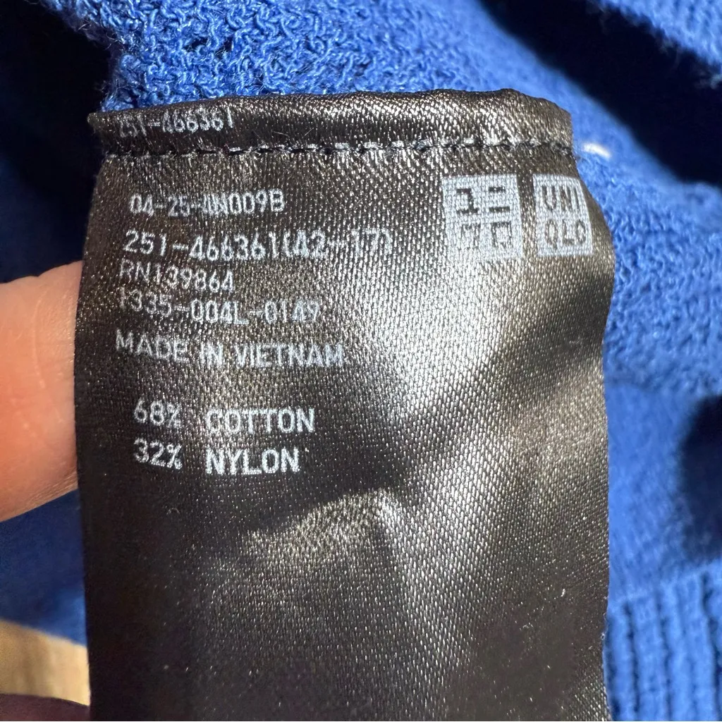 Uniqlo C Vibrant Blue Delicate Knit Cardigan Top Cotton Blend XSmall EUC - Image 4