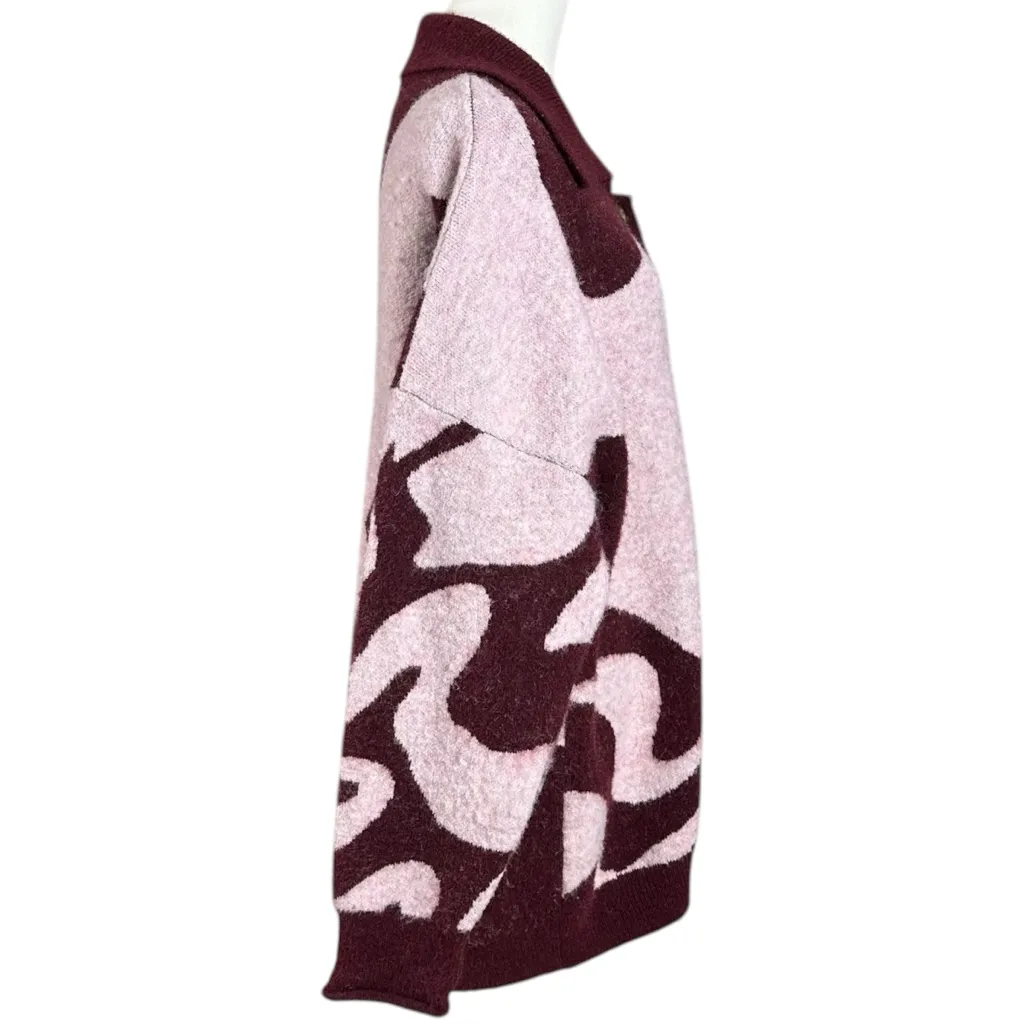 Free People Dansom Madder Oversized Chunky Abstract Cardigan Sweater 12 Large - Image 13