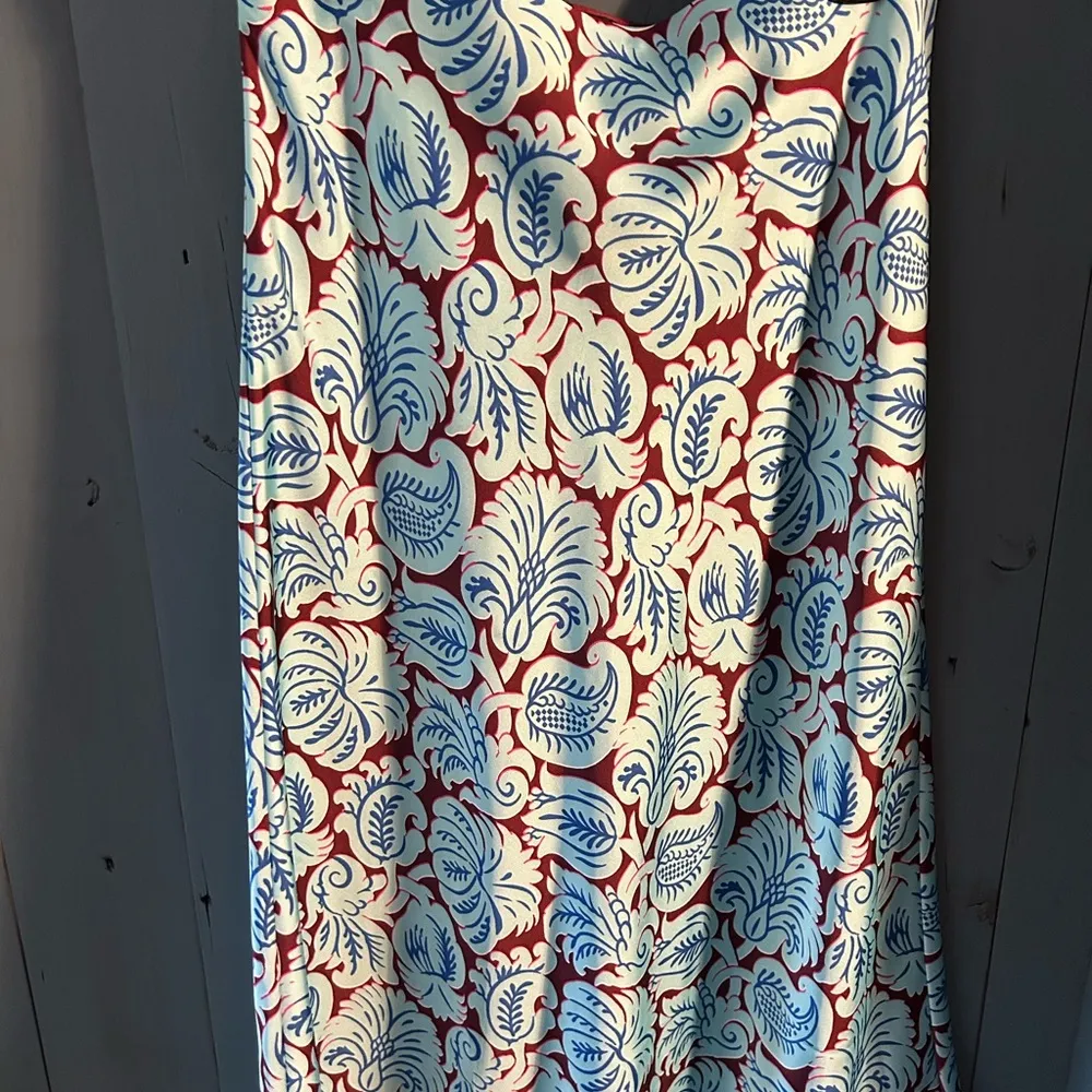 J. Crew Aqua Paisley Midi Slip Skirt Resort Wear | Size Medium - Image 4