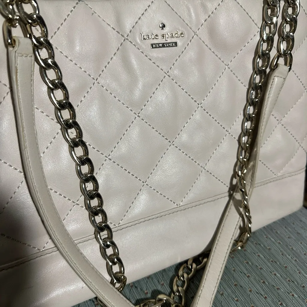 Kate Spade White Quilted Chain Shoulder Bag - Image 2