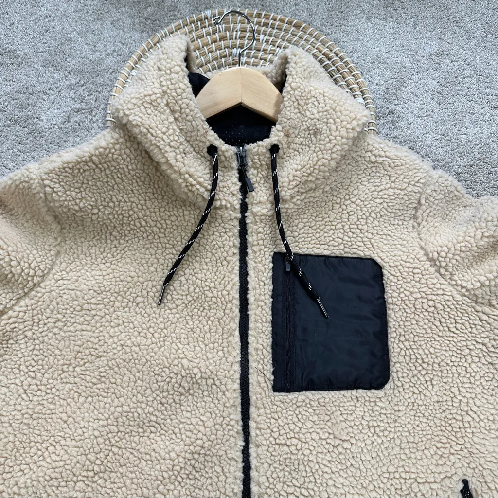 Eddie Bauer Women’s Chilali Fleece Full Zip Jacket Hooded Sherpa in Beige 2XL - Image 3