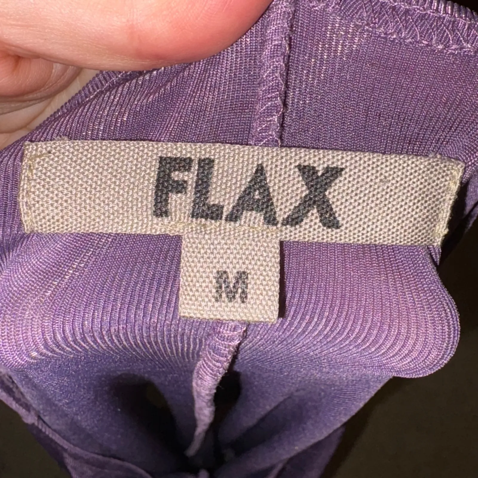 Flax ribbed Purple midi Dress, Long Sleeve, Relaxed Fit, Casual Everyday, Size M - Image 4