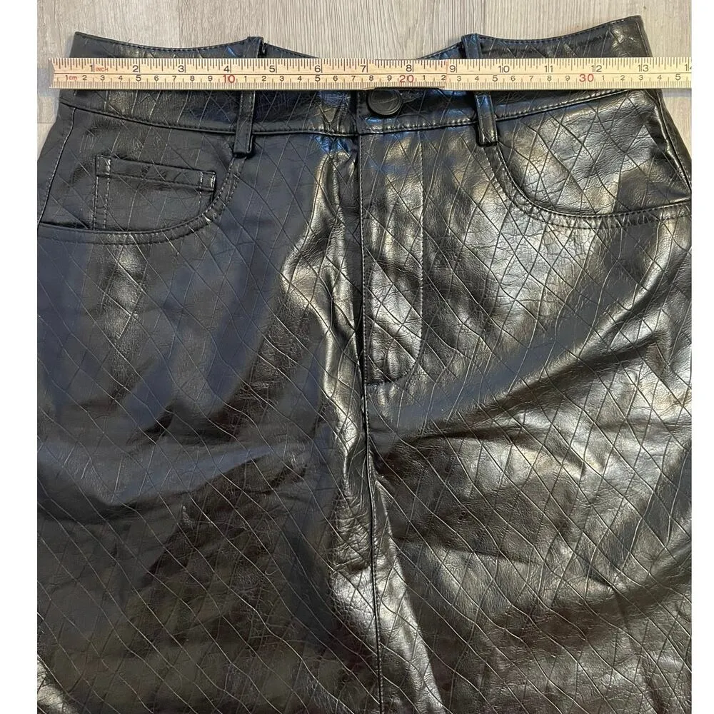 NWT Peacebird quilted black faux leather mini skirt size M *CHECK MEASUREMENTS* Size M - Image 6