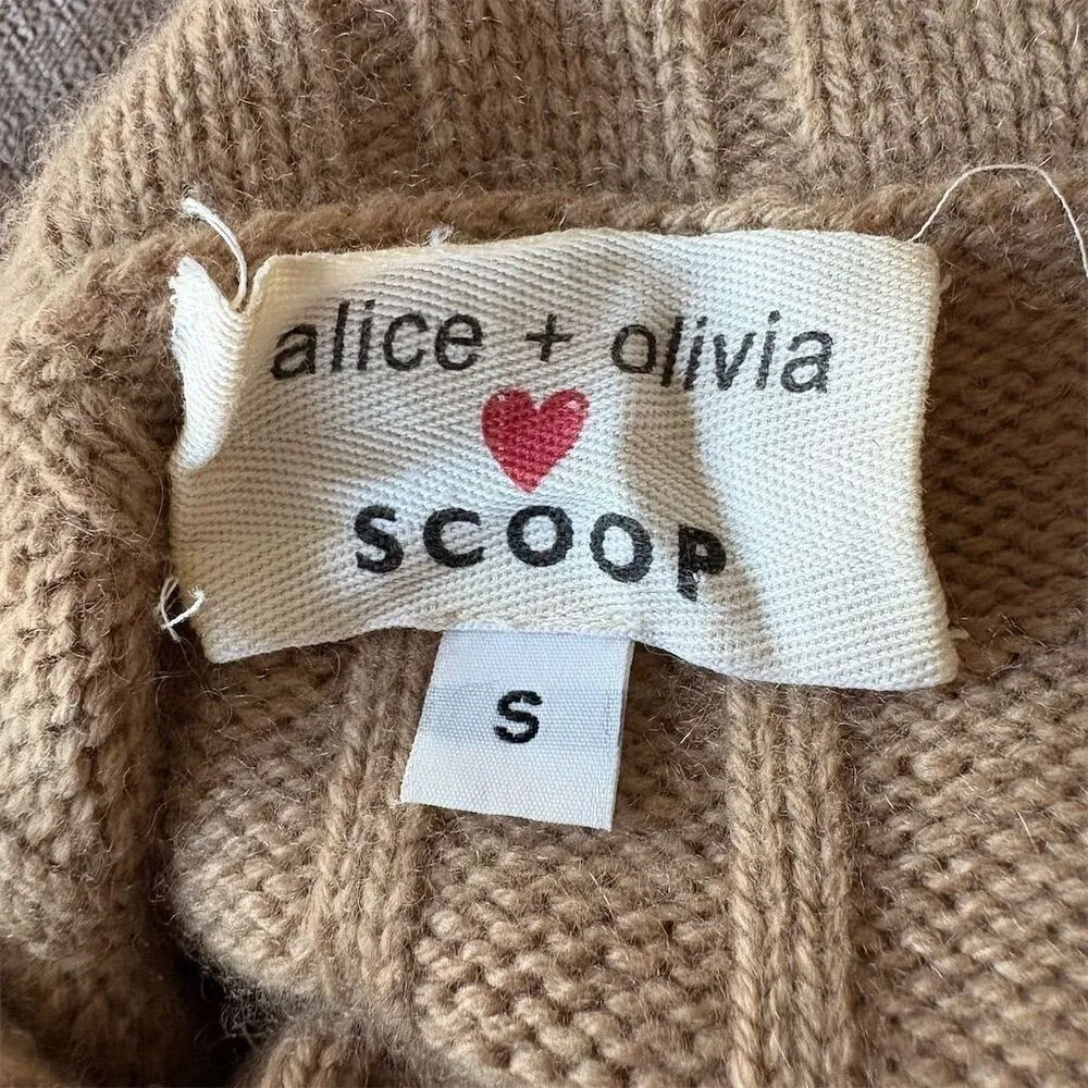 Alice + Olivia Beige Cashmere Wool Cowl Neck Sweater Dress Size S Knee Length Tan - Image 7