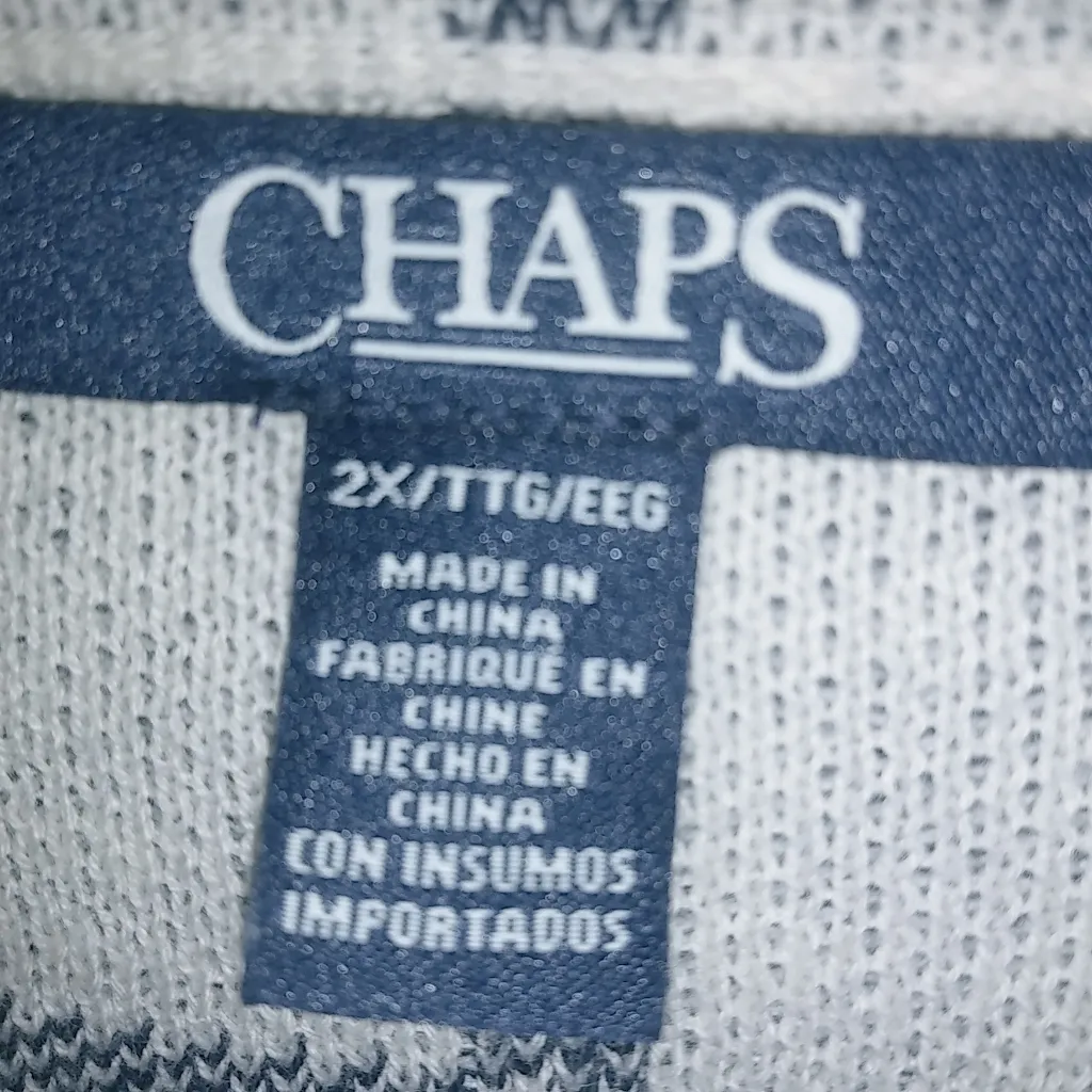 Chaps 2X Navy Buffalo Plaid Side Zip Vest Plus - Image 4