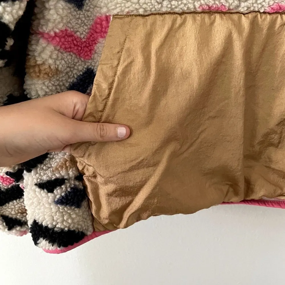 Levi's cream gold pink half zip pullover fleece sweater casual warm thick cotton - Image 4