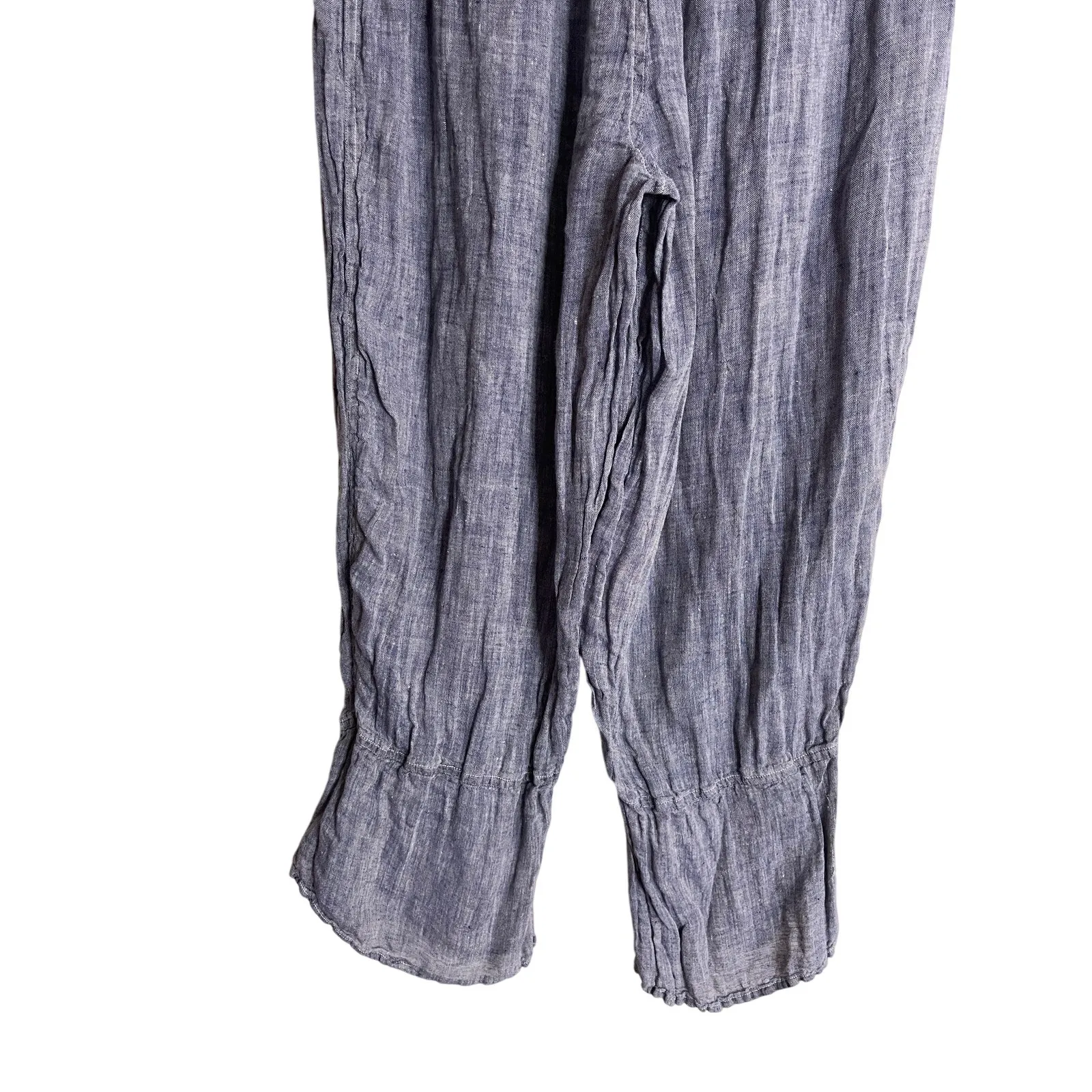 La Bottega di Brunella 100% Linen Tulip Hem Cropped Pants Womans Medium Blue - Image 4