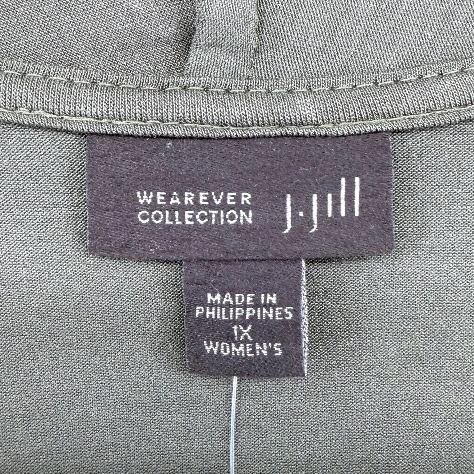 J Jill Wearever Collection Olive Green 1X Open Front Cardigan Sweater Wardrobe - Image 3