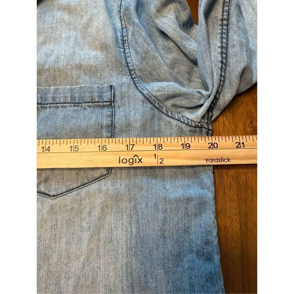 Joe Fresh Coastal Cowgirl Chambray Button Up Long Sleeve Shirt Ranchwear Size M - Image 5