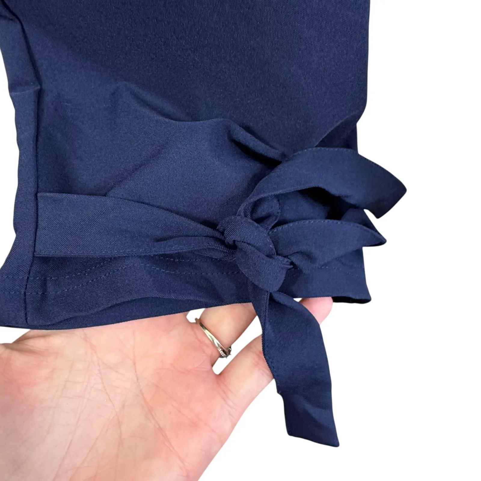 Grace Karin NWT Navy Blue High Rise Paperbag Skinny Cropped Belted Pants Sz 2XL - Image 5