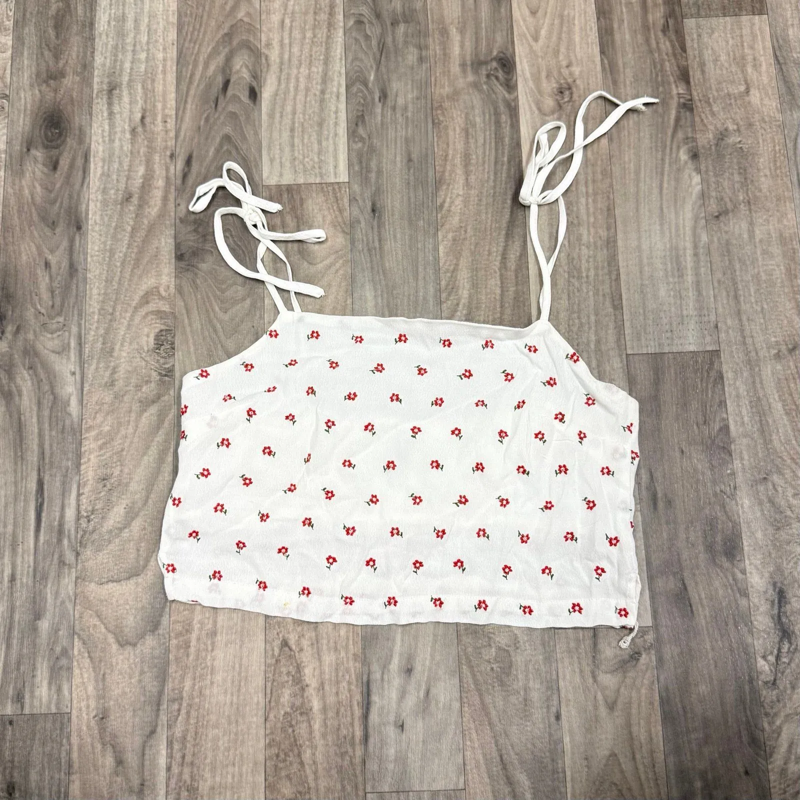 Brandy Melville floral cropped bows strap tank - Image 2