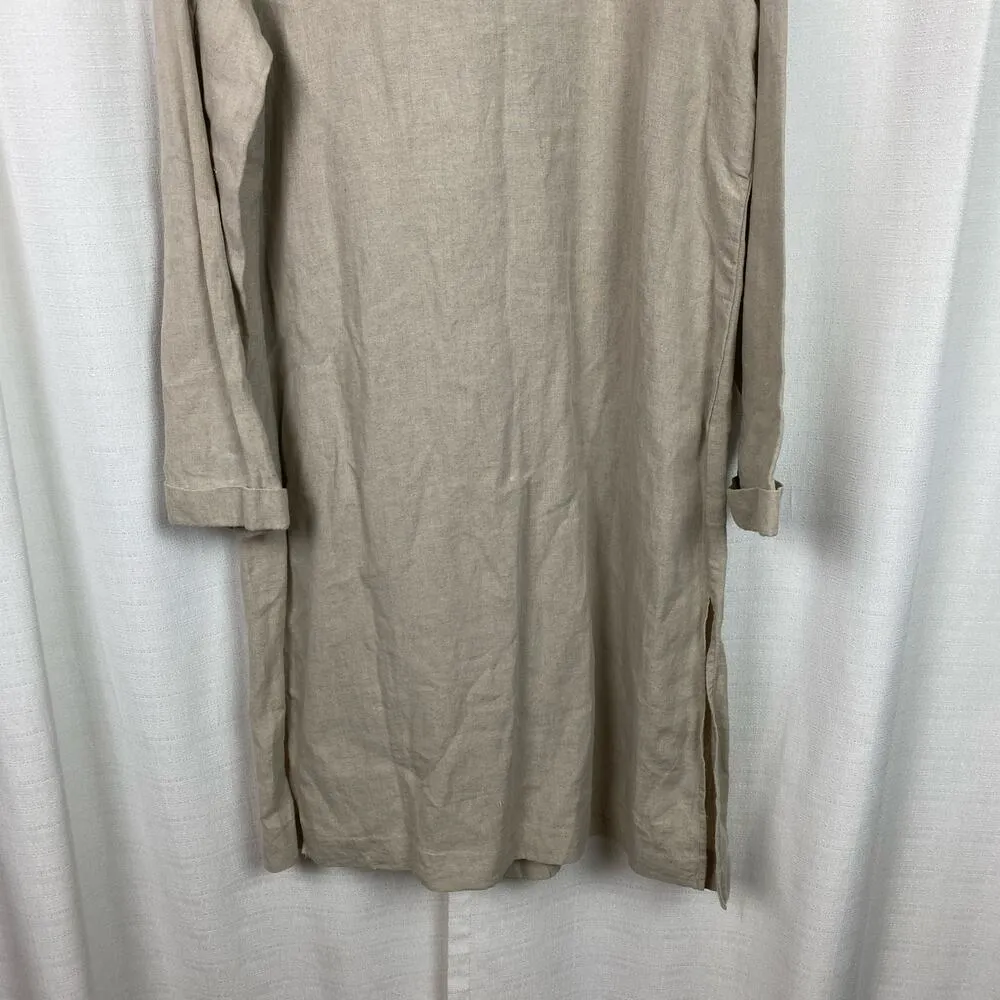 J.Jill Love Linen Button Front Longline Duster Jacket Sz.M Tan Size M - Image 14