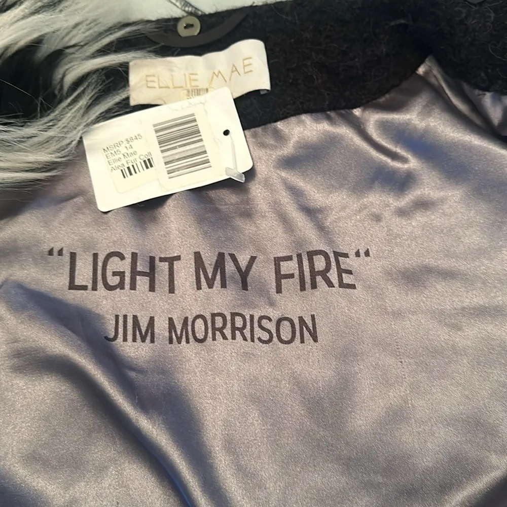 Ellie Mae Alea jacket removable faux fur collar leather trim size 14 $845 Black - Image 3