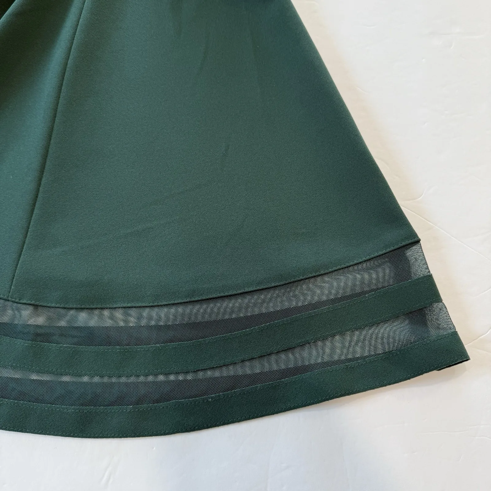 Calvin Klein Green Mesh Illusion Hem Fit Flare Stretch Sleeveless Dress Size 16 - Image 8