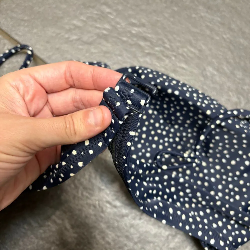 J. Crew Navy White Polka Dot Strappy Twist Bikini Top XXL Classic French 50s - Image 6