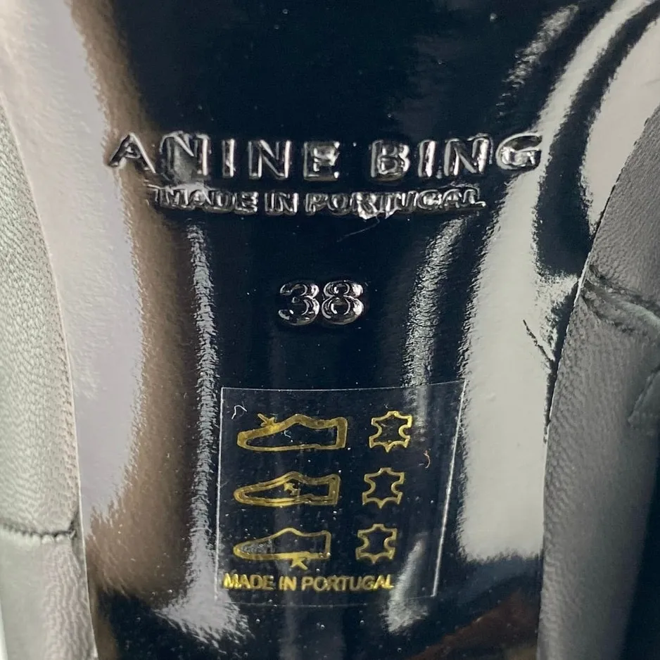 Anine Bing Zoe Women's Black Leather Buckle Pointed Toe Zip Up Ankle Boots 7.5 - Image 7