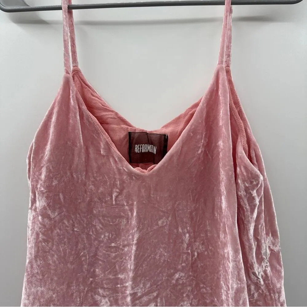 Reformation Velvet Mabel Pink Sleeveless Velour Cami Tank Top Size XS‎ - Image 4