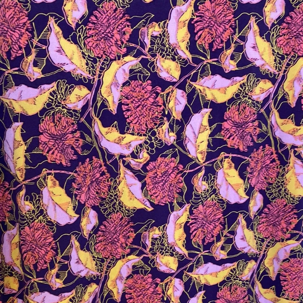 LuLaRoe Julia Floral Knee Length Knit Dress Mid Length Sleeves EUC Sz M Stretch - Image 3