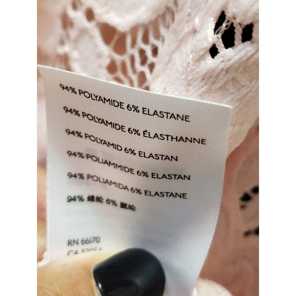 Free People Olivia Romantic Pink Lace Round Neck Flare Sleeve Blouse Size XS - Image 13