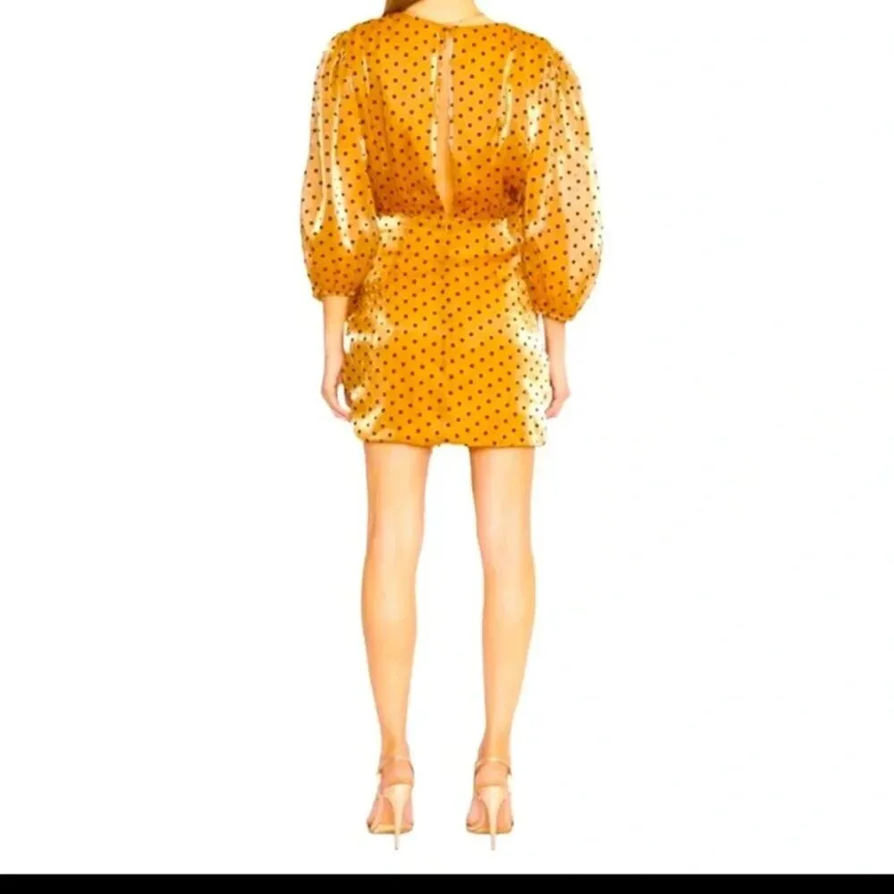 4SI3NA Alora Shimmer Polka Dot Minidress In Gold and Black size L NWOT Size L - Image 9