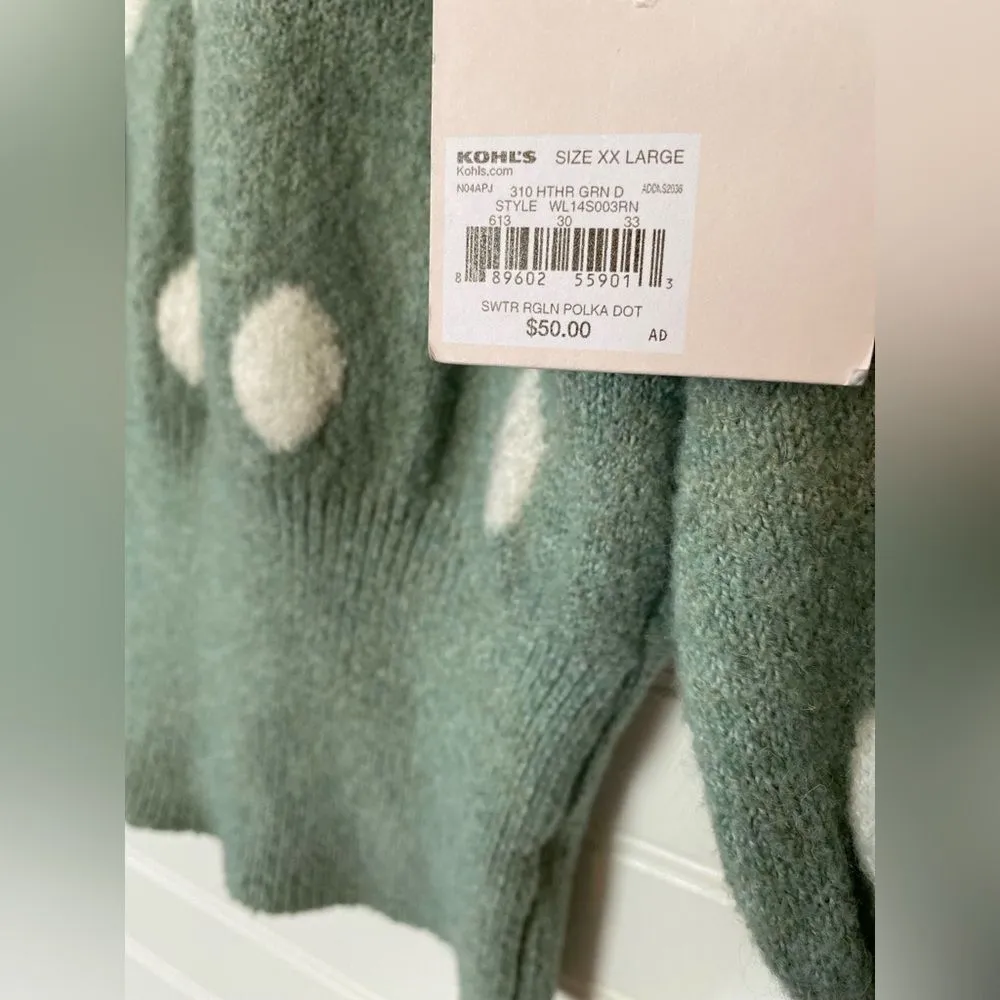 Lauren Conrad Polka Dot Green Puff Sleeve Sweater - Image 4