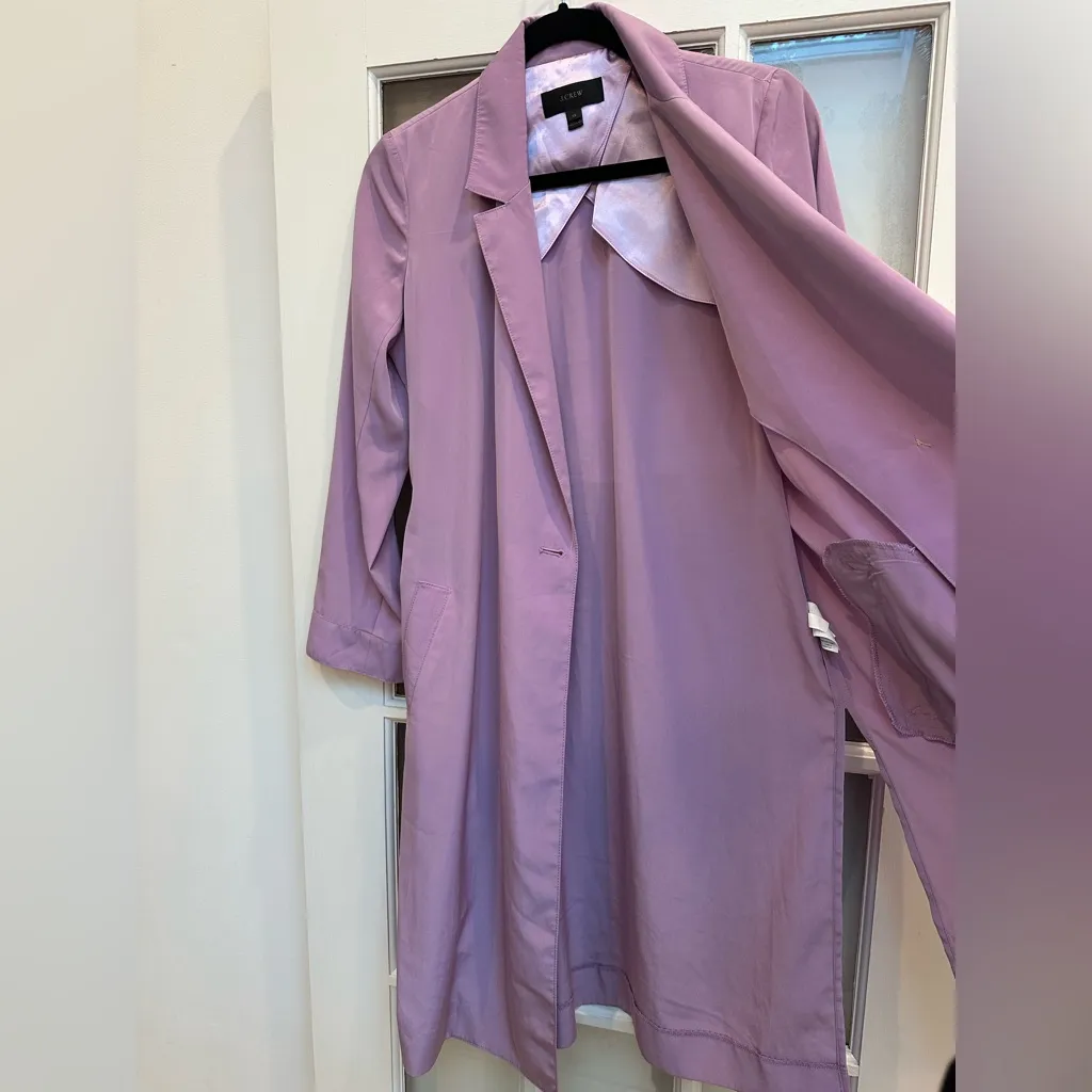 J. Crew Lavender Wrap Satin Draped Duster Coat in Pastel Lilac Purple Size XS - Image 5