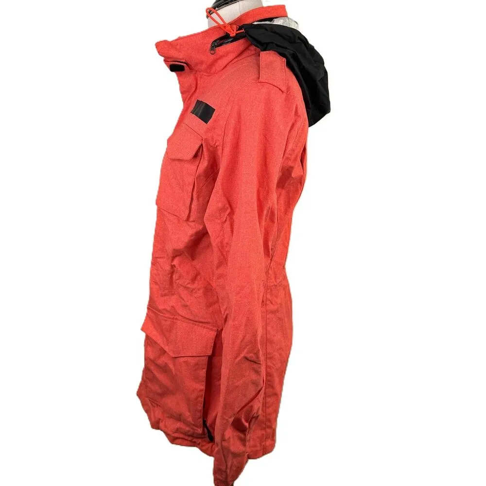 Nike Orange Hooded Zipper Flap Pockets Utility Jacket Size Small - Image 4