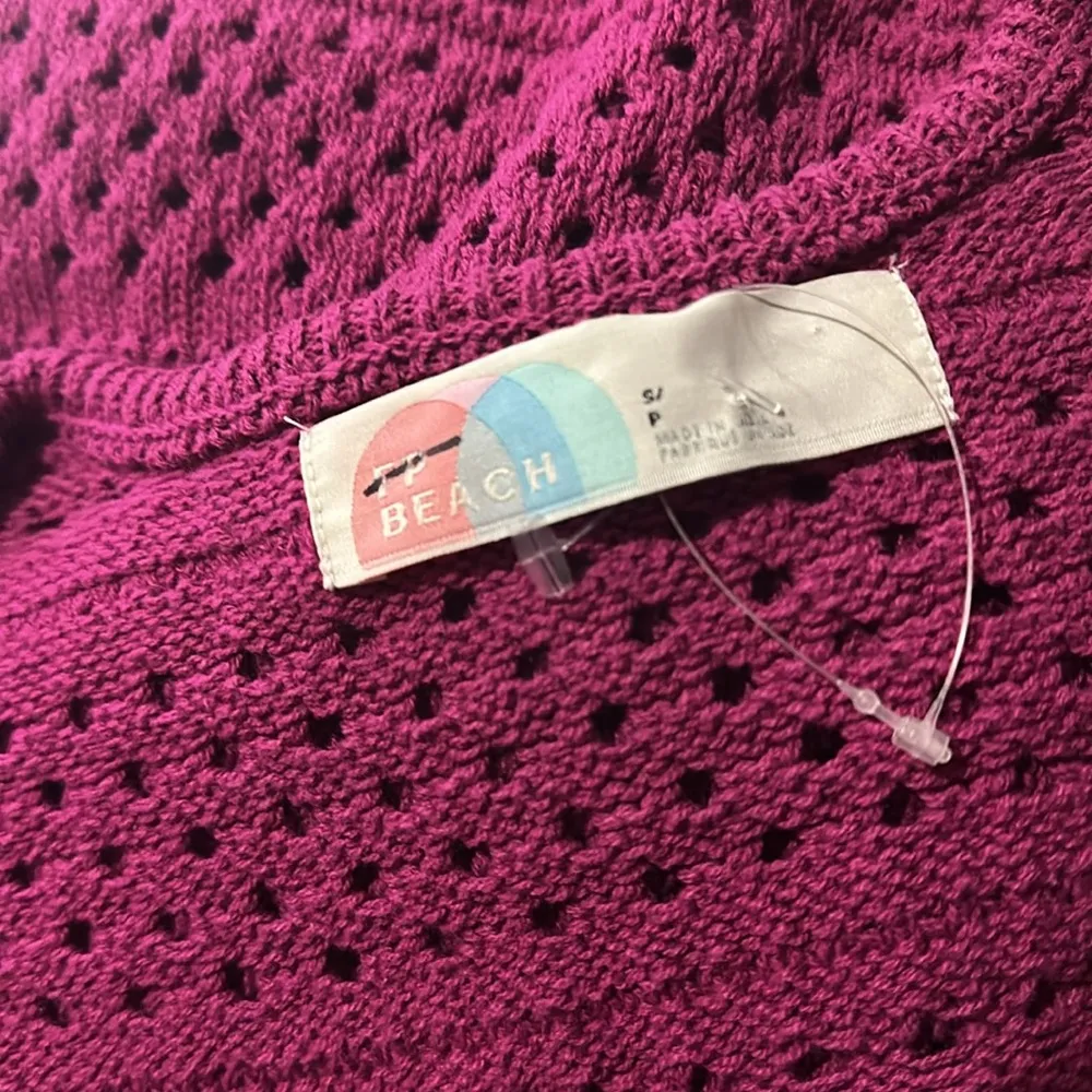 NWOT FREE PEOPLE BEACH Mairead Fauxchet Crochet Knit  Top Purple - Image 4