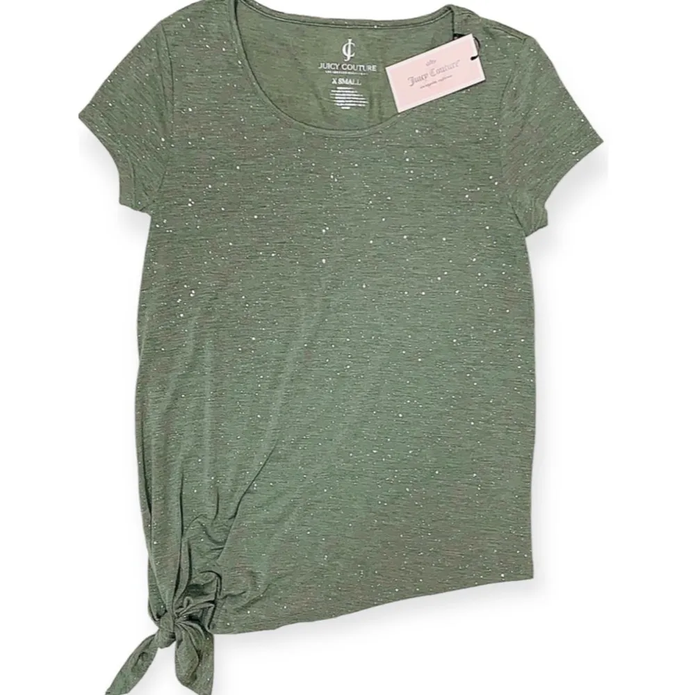 Juicy Couture Women’s XS Top “Sequin Dreams”Sparkly Knot Tie Asymmetrical Shirt - Image 7