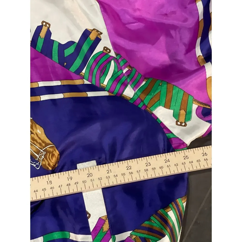 Silknotes‎ Vintage Bomber Jacket Colorful Horse Print Retro 90s Style D - Image 5