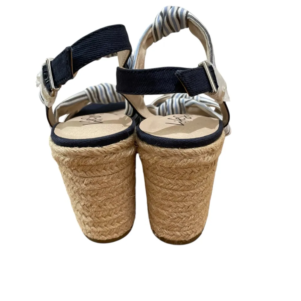 LifeStride Talent Espadrille Wedge Sandals Navy Blue White Women’s Size 10 - Image 8