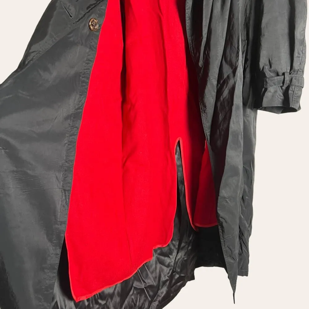 Jones New York Black Double Breasted Wool Lined Rain Trench Coat Size Large - Image 5