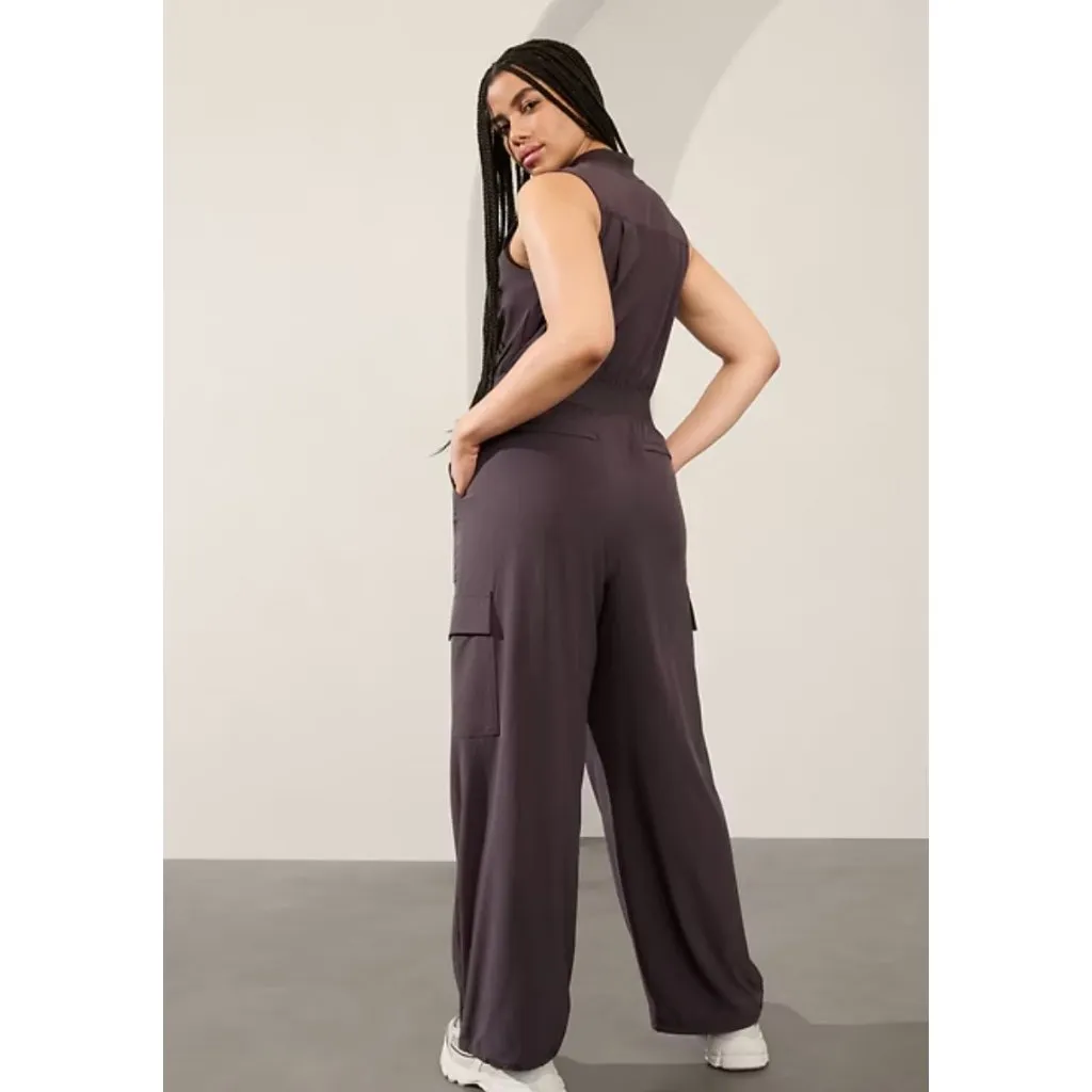 New Athleta 6 Brooklyn Utility Jumpsuit Shale Size 6 - Image 4