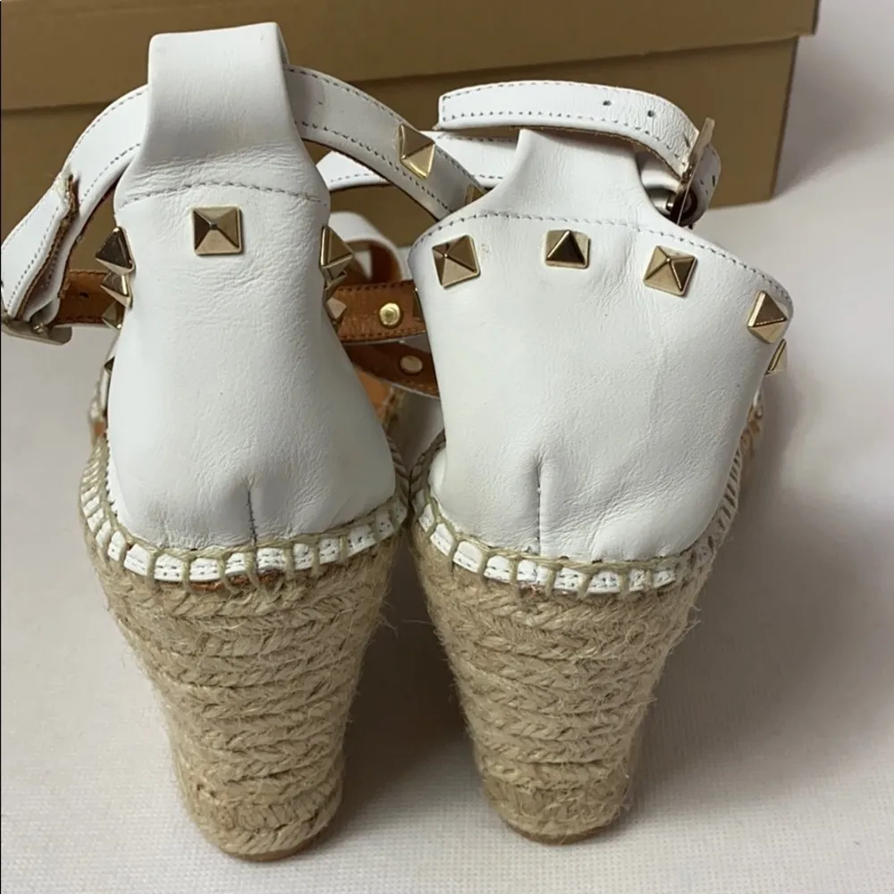 Maypol Anthro white leather studded espadrille wedges - Image 2