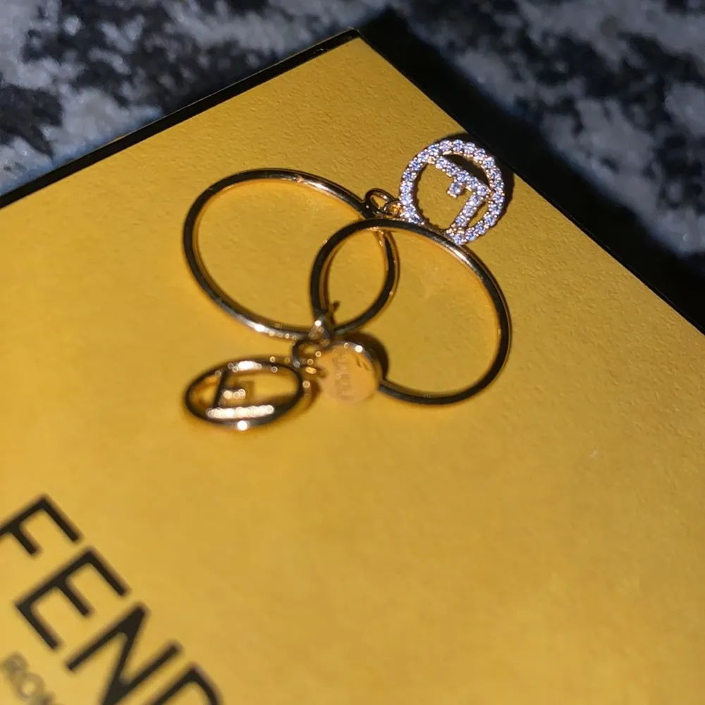 Fendi F is Fendi Double Charm ring Metal and Crystal- Oro - Image 13