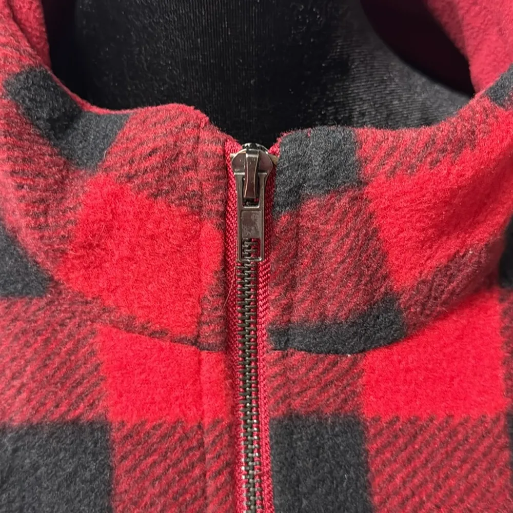Entro Vest Red Black Buffalo Plaid Vest Jacket Womens Size XL Full Zip Up Fleece - Image 3