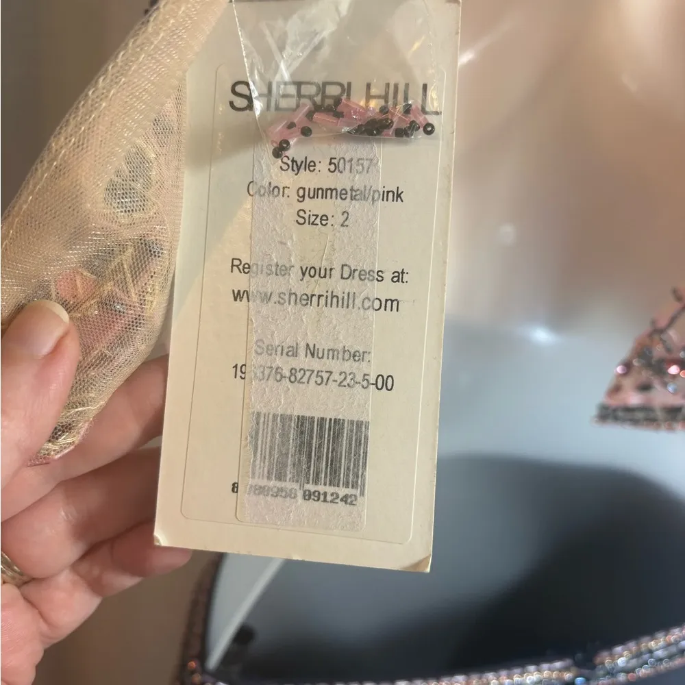 Sherri Hill Shimmery‎ Sleeveless Two Piece Dress 50157 Metallic Pink Beaded Prom - Image 10