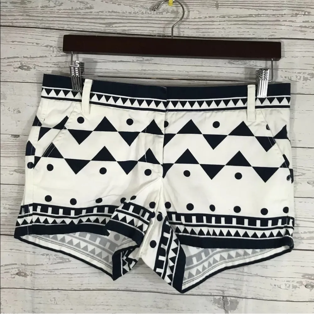 J Crew Women’s Shorts Roller Girl Blue White Geometric 6 - Image 2