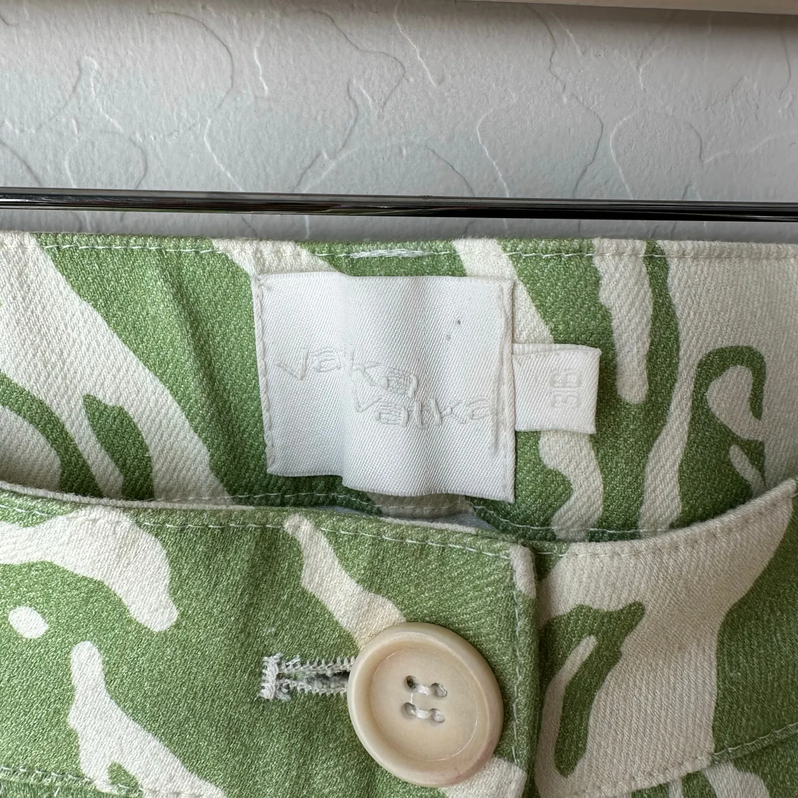 Vatka Vatka Pants Lokum Green & Cream Swirl Printed Straight Leg Trousers Size 4 - Image 5