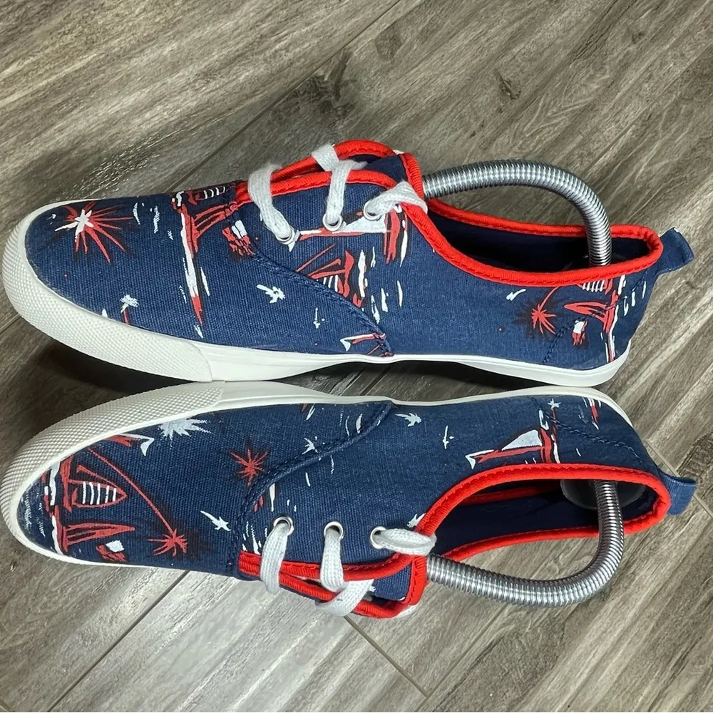 Womens Old Navy Red White & Blue Fireworks Nautical Canvas Sneakers Shoes Size 8 - Image 3