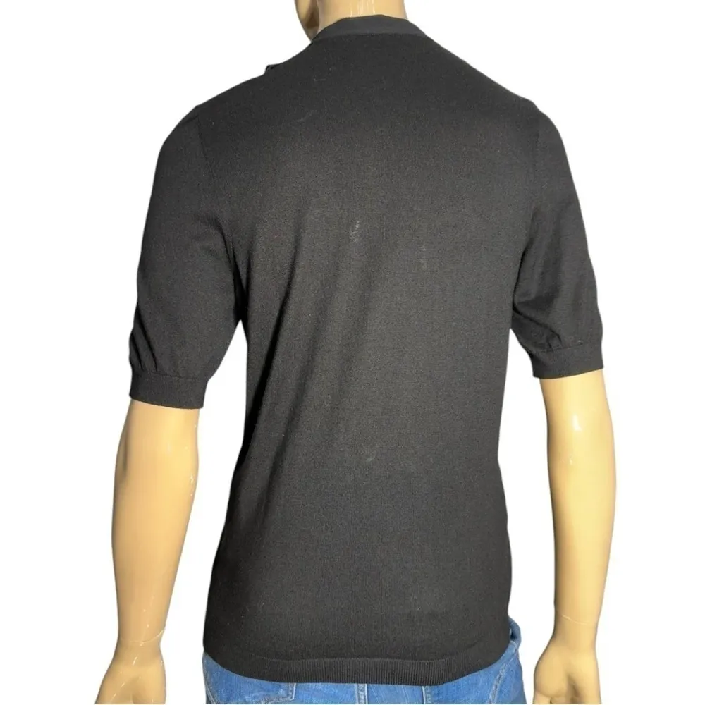 Hugo Boss Women’s Size M Black Silk Cashmere Knit Ruffle Front Henley Sweater - Image 5