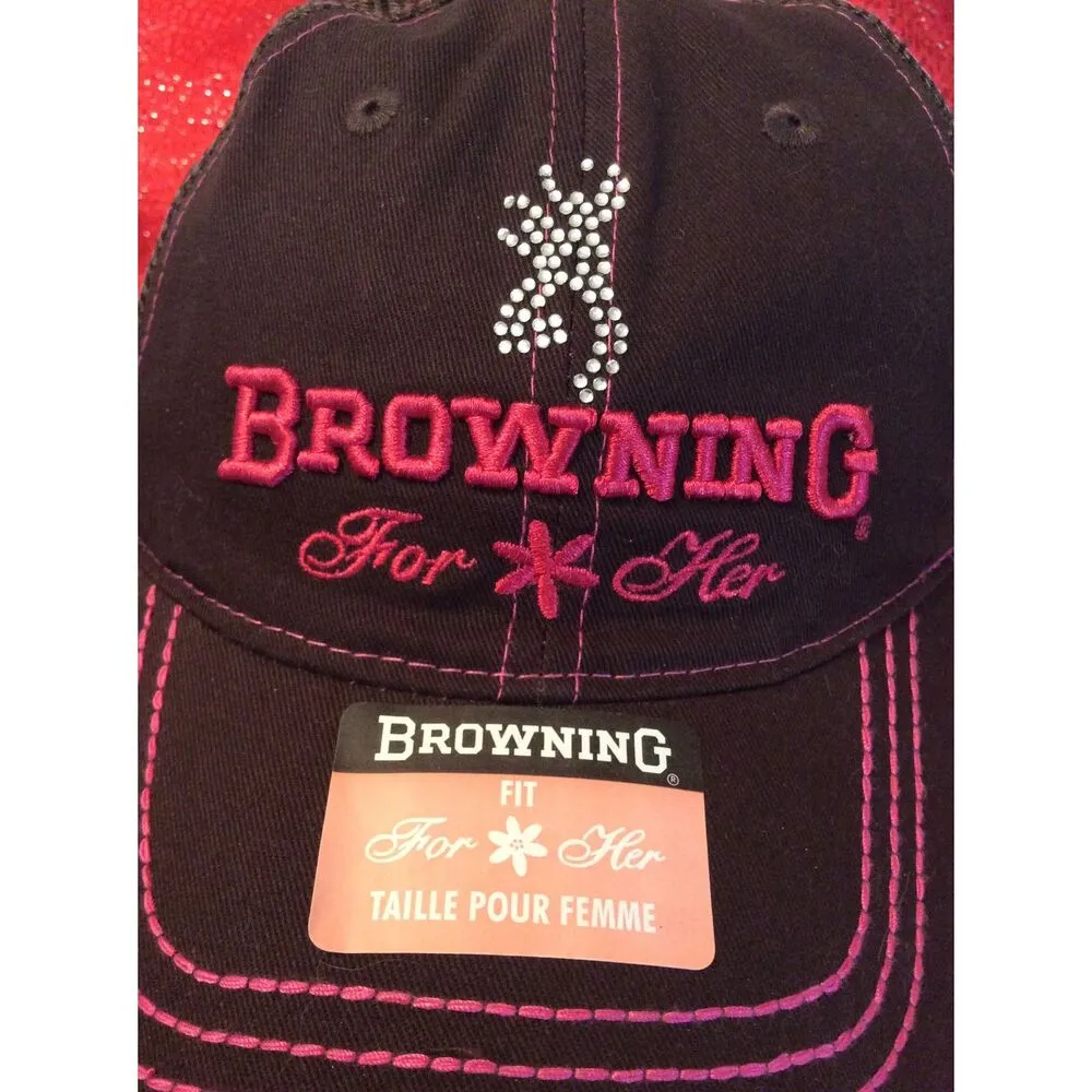 NWT Browning For Her Baseball hat cap Brown Pink Embroidered Bling - Image 2