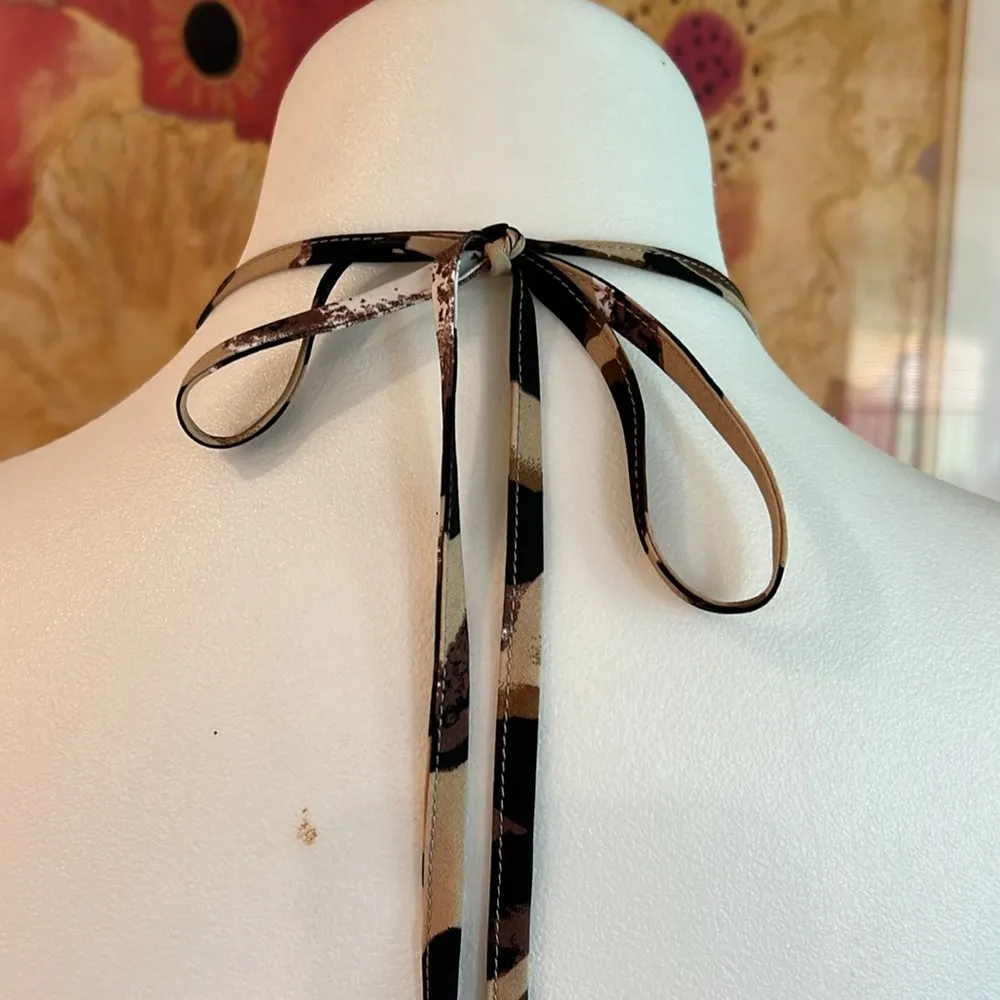 SHEIN Leopard Print Stretch Waist Halter Romper Size Large - Image 6