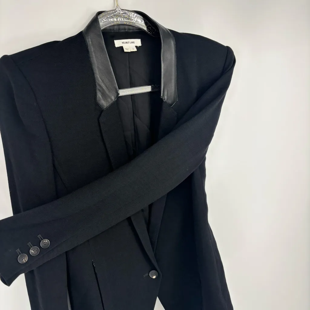 Helmut Lang Black Blazer Dinner Size 2 Single Breasted - Image 8