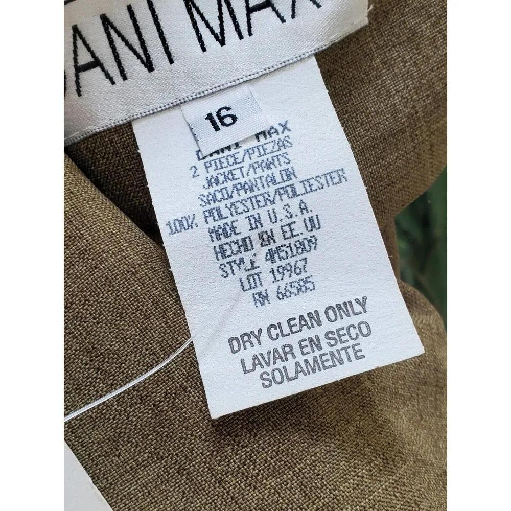 Dani Max Women's Beige Polyester Single Breasted Blazer & Pant 2 Piece Suit 16 - Image 6