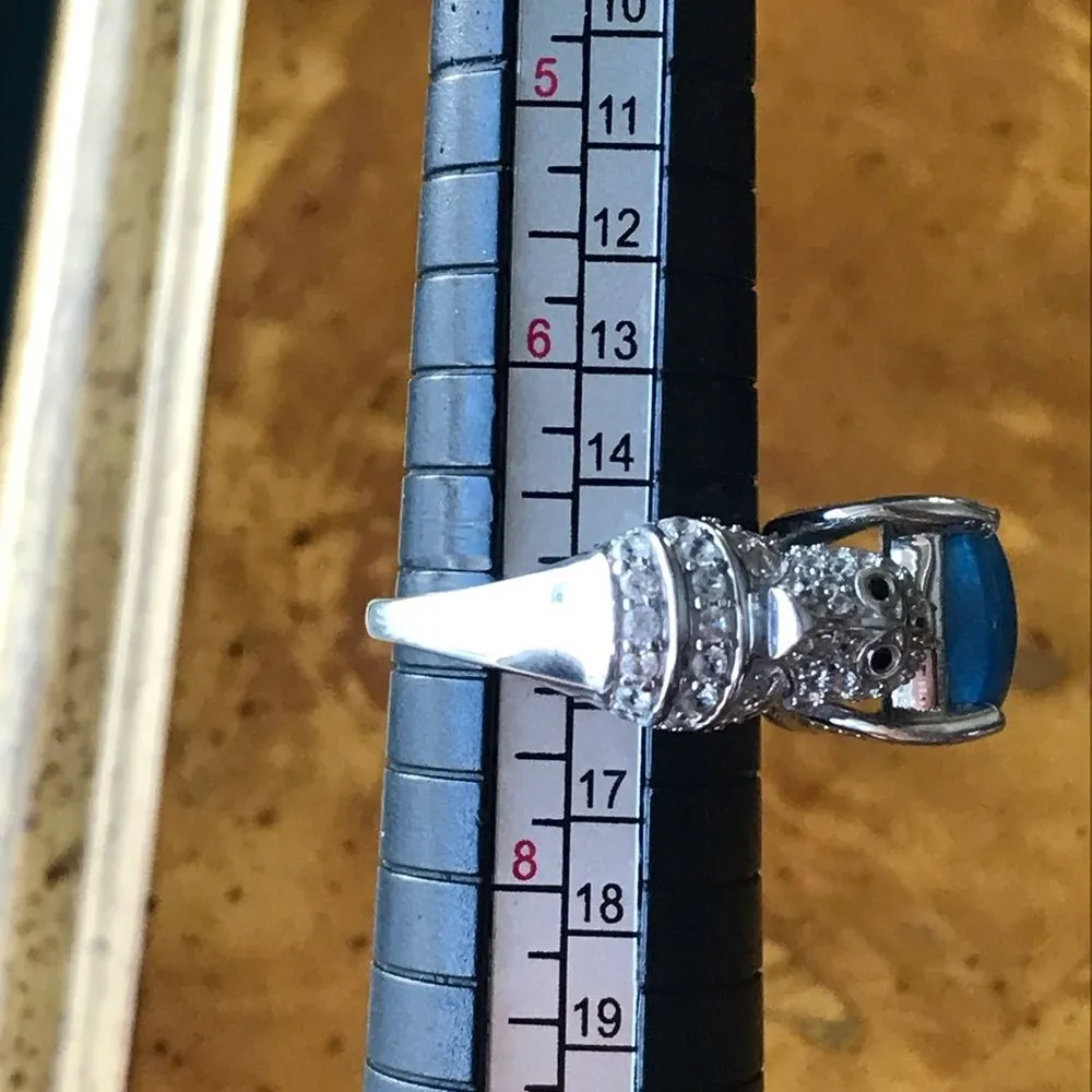 Natural Ceruleite Sterling Silver Seahorse Ring Size 7 Blue - Image 5