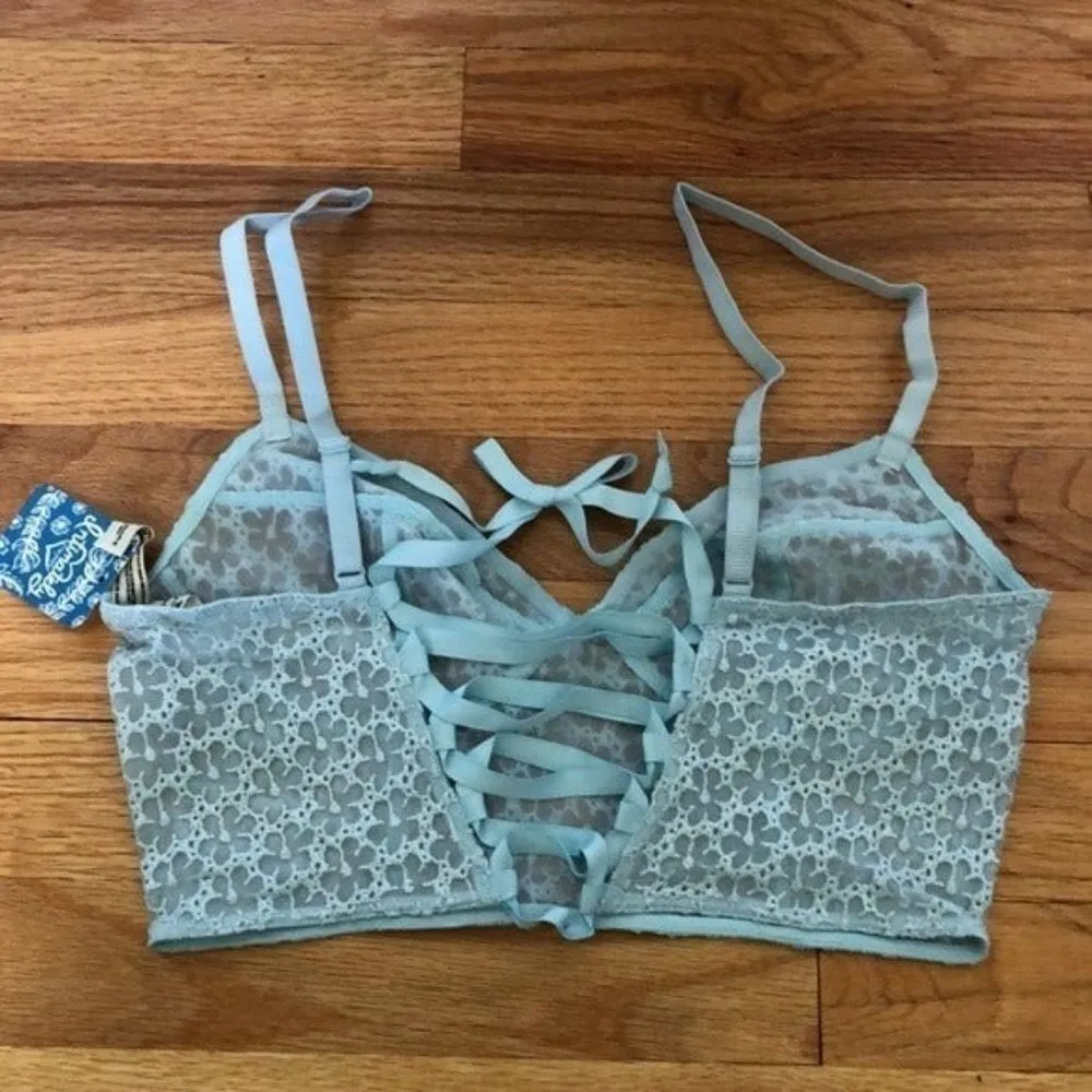 Free People Lele Longline Bra Atmosphere Corset Back Light Blue New NWT XS - Image 4