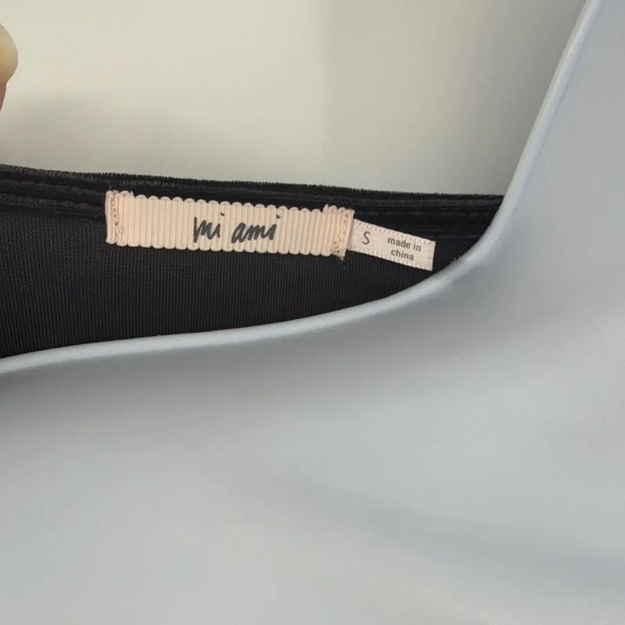 Mi Ami Y2K Velvet Wrap Top Sz S Smocked Coquette Soft Goth Peplum Date Romantic Black - Image 9