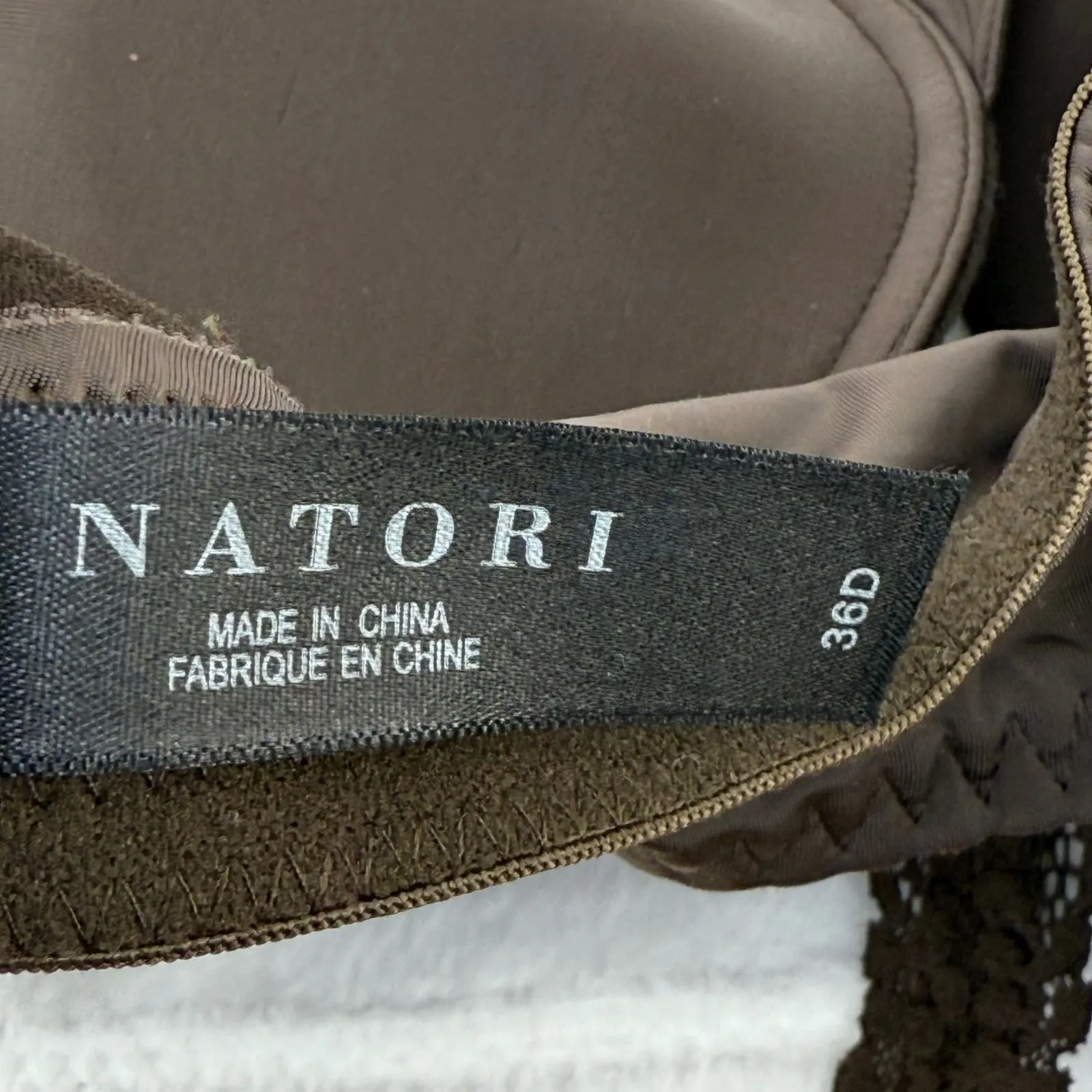 Natori Bra 36D Brown Lace Trim Full Coverage Underwire Comfortable Everyday - Image 3